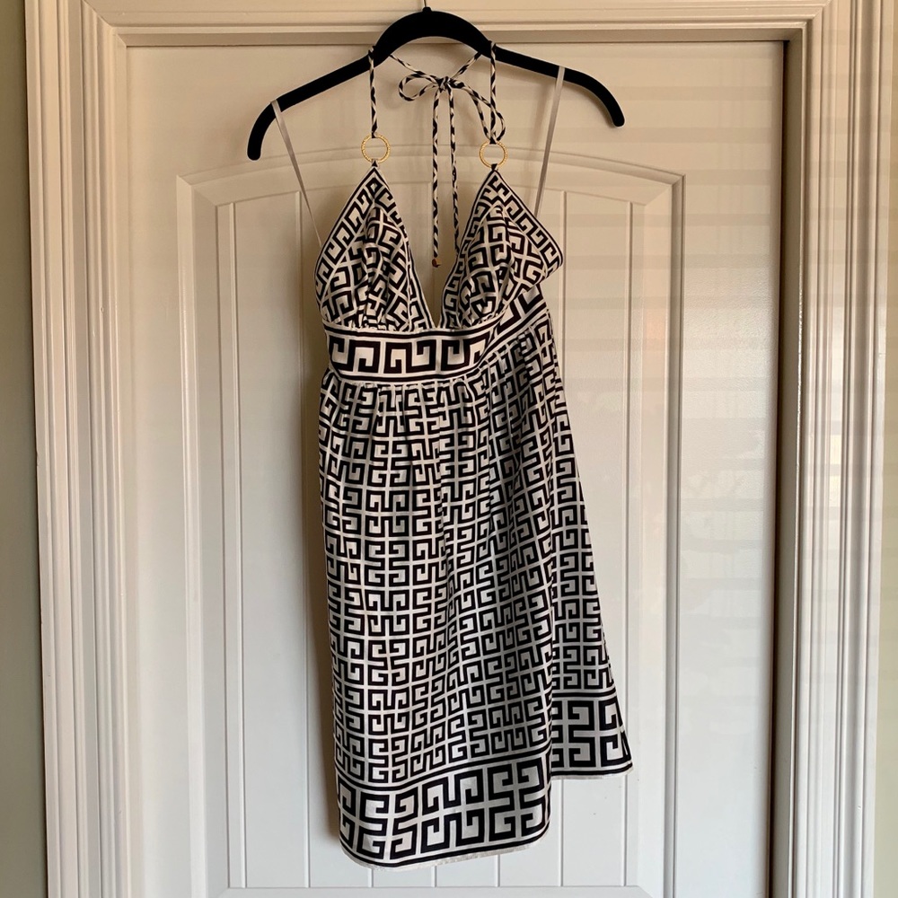 Alice and Tricia Greek Key Silk Dress